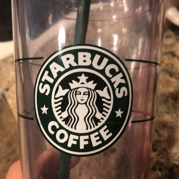 Lot of 2 STARBUCKS acrylic, tumblers w/lids & straws. 16oz Orange & 20oz clear - Picture 7 of 8